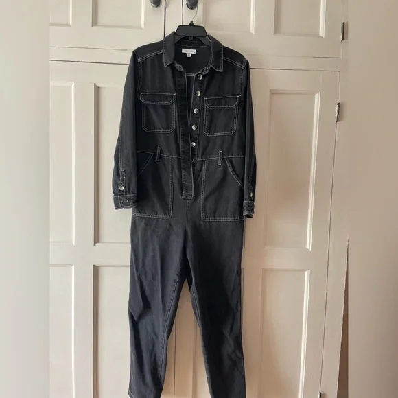 Topshop Pants Jumpsuits Topshop Black Denim Boiler Jumpsuit